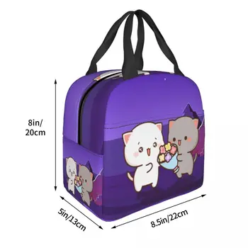 Пара термоизолированных сумок для ланча Mochi Cat, Peach и Goma, Женский контейнер для ланча для детей, коробка для хранения продуктов для школьников 2