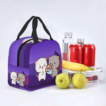 Пара термоизолированных сумок для ланча Mochi Cat, Peach и Goma, Женский контейнер для ланча для детей, коробка для хранения продуктов для школьников 4