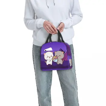 Пара термоизолированных сумок для ланча Mochi Cat, Peach и Goma, Женский контейнер для ланча для детей, коробка для хранения продуктов для школьников 5