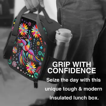 Пользовательские мексиканское цветочный текстиль обед сумка тепловой охладитель изолированный обед коробки для школьника 2