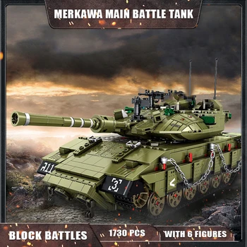 1731шт кирпичей WW2 Военный основной боевой танк Merkava MK4 Строительные блоки / Архитектурный дизайнерский танк / Игрушки для мальчиков в подарок взрослым