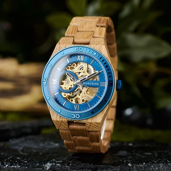 2023 Новые мужские деревянные наручные часы BOBO BIRD, выдалбливают автоматические механические часы, Идеальный подарок на День отца в деревянной коробке
