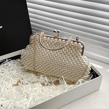 Мини-комодная коробка для вечерней вечеринки, дизайнерская роскошная сумка, новые женские сумки ручной работы, расшитые жемчугом, сумочка Sweet Girls в стиле ретро 3