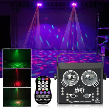 DJ Disco LED 5В1 LED Strobe Light Красочный Волшебный Шар С Рисунком Волны Воды Лазерный Луч Дистанционный УФ-Сценический Свет Звуковая Активированная Лампа 0