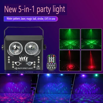 DJ Disco LED 5В1 LED Strobe Light Красочный Волшебный Шар С Рисунком Волны Воды Лазерный Луч Дистанционный УФ-Сценический Свет Звуковая Активированная Лампа 2