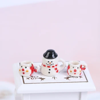 1 комплект 1: 12 Миниатюрных чашек для кукольного домика, набор посуды, Игрушки, Рождественская Керамика, Кофейные Чашки для чая, Аксессуары для кукольного домика 1