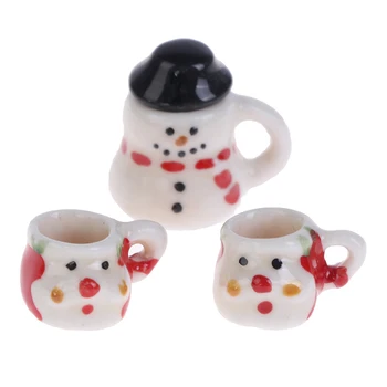 1 комплект 1: 12 Миниатюрных чашек для кукольного домика, набор посуды, Игрушки, Рождественская Керамика, Кофейные Чашки для чая, Аксессуары для кукольного домика 4