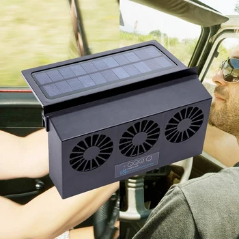 Автомобильный Солнечный вытяжной вентилятор USB / Solar с двойной зарядкой, вытяжка воздуха IP67, Водонепроницаемый Вентилятор с питанием от солнечной панели, Охлаждающий вентилятор черного цвета 2