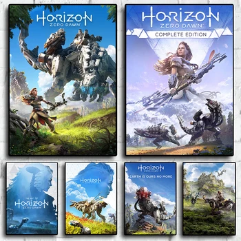 Игровой телевизор Horizon Zero Dawn с принтом персонажей в стиле ретро, холст, Плакат для декора гостиной, Домашняя настенная картина