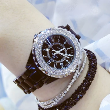 Керамические часы 2023 года, женские часы с кристаллами и бриллиантами, элегантные женские часы, наручные часы, керамические часы для женщин 3