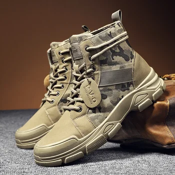 Осенние Камуфляжные Военные ботинки; Мужская Высококачественная Нескользящая Рабочая обувь; Botas Mujer; Мужская обувь На платформе; Обувь для мужчин 2