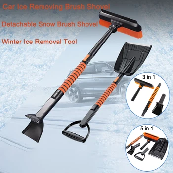 Автомобильная щетка для удаления льда, лопата 3 в 1, 5 в 1 Выдвижная зимняя лопата для снега, скребок для удаления льда, аксессуары для автоматической уборки