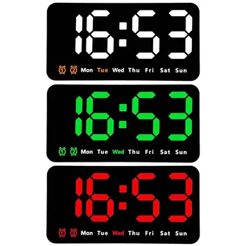 Светодиодные цифровые настенные часы с 2 будильниками, Большой дисплей, Будильник Для гостиной, офиса, класса, спортзала, магазина, декора