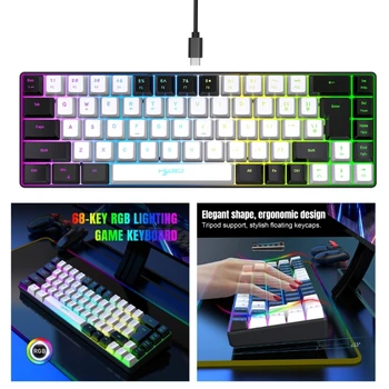 Мембранная клавиатура V200 Игровые Механические клавиатуры с подсветкой символов RGB Эргономичная мини клавиатура Черный Белый