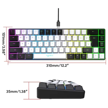 Мембранная клавиатура V200 Игровые Механические клавиатуры с подсветкой символов RGB Эргономичная мини клавиатура Черный Белый 5