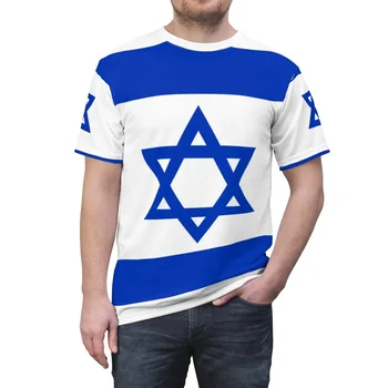 2023 Новая летняя футболка, модная футболка с изображением флага Израиля, 3D Футболка для мужчин, модные топы в стиле хип-хоп с круглым вырезом и коротким рукавом Оверсайз 0