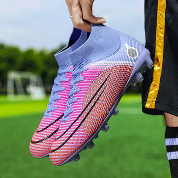 Модные фиолетовые футбольные бутсы TF / AG, мужская спортивная обувь, профессиональные полевые ботинки для тренировок, детские футбольные кроссовки для футзала, мужские