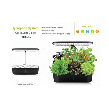 Система выращивания гидропоники, 12 стручков, комнатный сад с травами, сеялка со светодиодной подсветкой, Черная штепсельная вилка ЕС 2