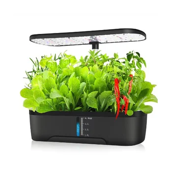 Система выращивания гидропоники, 12 стручков, комнатный сад с травами, сеялка со светодиодной подсветкой, Черная штепсельная вилка ЕС 4