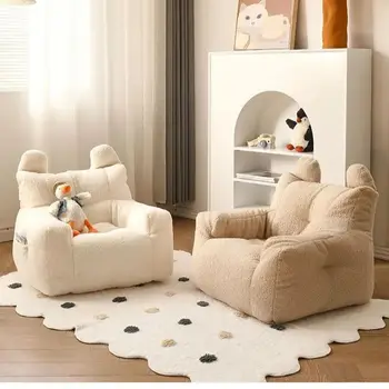 Детский диван для чтения, ленивый диван из хлопка и льна, ткань из шерсти ягненка, симпатичный маленький диван-кресло, съемный и моющийся