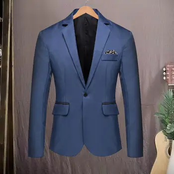 Пиджак для официального случая Элегантный мужской приталенный свадебный пиджак в формальном деловом стиле с отложным кардиганом на одной пуговице