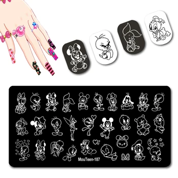 Mouteen Baby Pluto Штамп Для Ногтей Микки И Минни Пластины Для Тиснения Ногтей Disney Minnie Baby Шаблоны Штампов для Ногтей #187