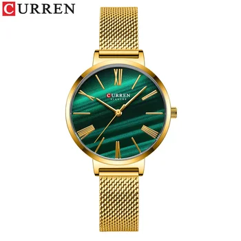 Женские часы Curren 9076, Водонепроницаемые кварцевые Часы с поясом, Модные Повседневные Женские часы с сетчатым поясом