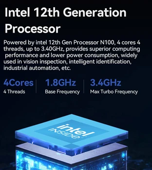 Мини-ПК Процессор Intel N100 Win11 Linux Pfsense Брандмауэры Программный Шлюз Маршрутизатора 4x Порты Локальной сети RS485 RS232 Безвентиляторный Промышленный ПК 4