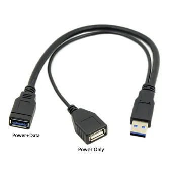 USB-кабель, USB-кабель для передачи данных, USB 3.0 от мужчины к двум USB-женщинам, дополнительная мощность, Y-удлинитель для 2,5 