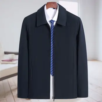 Брендовая деловая мужская куртка, повседневные пальто с отложным воротником на молнии, простая одежда для папы среднего возраста, верхняя одежда E301