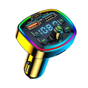 Автомобильный Bluetooth FM-передатчик Автомобильный Bluetooth MP3-плеер Двойное автомобильное зарядное устройство USB с подсветкой EQ Atmosphere 0