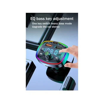 Автомобильный Bluetooth FM-передатчик Автомобильный Bluetooth MP3-плеер Двойное автомобильное зарядное устройство USB с подсветкой EQ Atmosphere 3