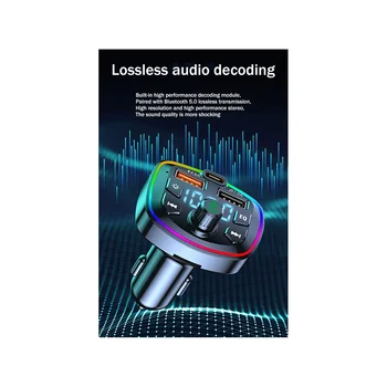Автомобильный Bluetooth FM-передатчик Автомобильный Bluetooth MP3-плеер Двойное автомобильное зарядное устройство USB с подсветкой EQ Atmosphere 4