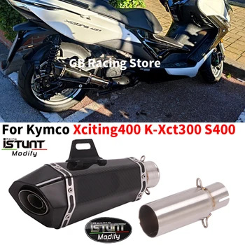 Накладка для Kymco Xciting400 K-Xct300 S400 Xciting 400 Выхлопная Система Мотоцикла Escape Модифицированная Труба Среднего Звена Moto Глушитель DB Killer