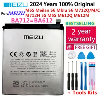 100% Оригинальный Аккумулятор емкостью 3000 мАч Для Meizu M5S 5S BA612 Серии M612/BA712 M6S 6S Meilan Серии S6 M712 Аккумуляторы Для Телефонов Bateria