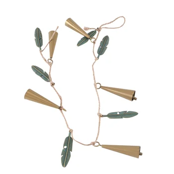 Уличный винтажный колокольчик, железная художественная подвеска, подвесное украшение в виде листьев-колокольчиков на открытом воздухе