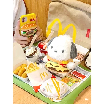 Сумка-мессенджер Kawaii Sanrio Pochacco для гамбургеров, милый аниме Мягкий школьный рюкзак, подвеска, плюшевая кукла, игрушка, подарок на день рождения для девочки