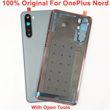 Для OnePlus Nord Оригинальная стеклянная крышка батарейного отсека, жесткая крышка задней двери, задняя панель корпуса С логотипом, Клейкая наклейка для объектива камеры