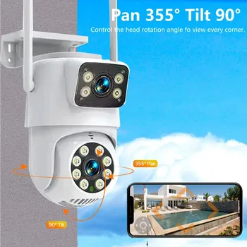 Tuya 4K 8MP PTZ Wifi Камера Безопасности С Двойным Объективом CCTV С Двойным Экраном Автоматическое Отслеживание Беспроводная Камера Видеонаблюдения Smart Life Home 2