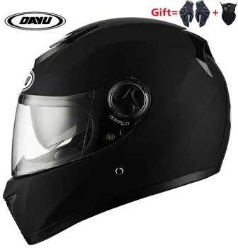 Полнолицевой Мотоциклетный шлем с двумя линзами, двойные козырьки, защитные шлемы для мото-байков, матовый черный