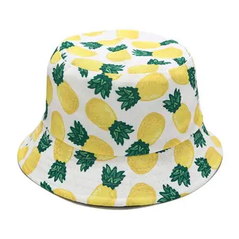 Летняя двусторонняя одежда унисекс, обратимая широкополая шляпа, богемный ананас, Арбуз, фрукты, печать, складной рыбак для отдыха 3