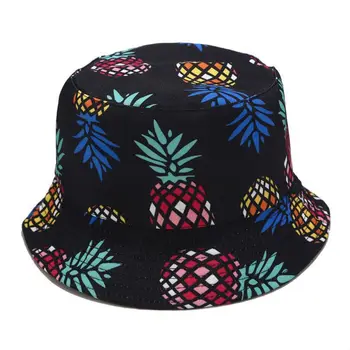 Летняя двусторонняя одежда унисекс, обратимая широкополая шляпа, богемный ананас, Арбуз, фрукты, печать, складной рыбак для отдыха 4