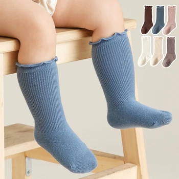 Весенне-осенние Корейские полосатые гольфы до колена, чулки средней длины, Детские Носки для девочек и мальчиков, носки для малышей, носки для новорожденных 2