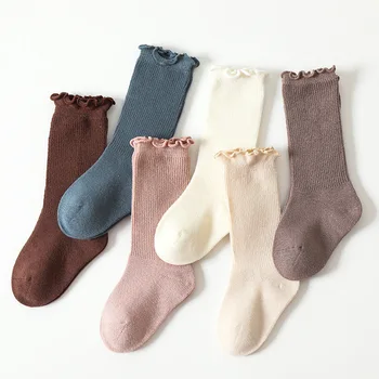Весенне-осенние Корейские полосатые гольфы до колена, чулки средней длины, Детские Носки для девочек и мальчиков, носки для малышей, носки для новорожденных 4