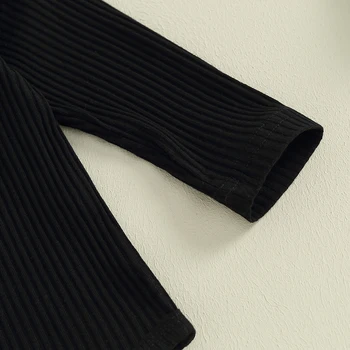 Комплекты юбок из 3 предметов для маленьких девочек, черный комбинезон с длинными рукавами и рюшами, клетчатая юбка на подтяжках, комплекты повязок на голову 0