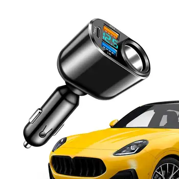 Автомобильное зарядное устройство для телефона Mini 4 порта быстрой зарядки USB Автомобильное зарядное устройство с цифровым дисплеем мощностью 90 Вт Гнездо прикуривателя для транспортных средств Автомобили 4