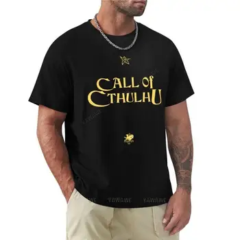 Зов Ктулху - Логотип (золотой со знаком старейшины и логотипом Chaosium Inc. ), футболка, милая одежда, мужские футболки, повседневные стильные футболки