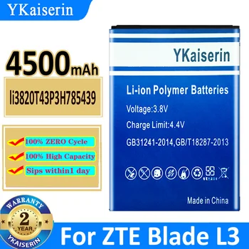 Новый YKaiserin Аккумулятор Мобильного Телефона ZTE Blade L3 Li3820T43P3h785439 4500 мАч Для ZTE Blade L3 Batterij + НЕТ
