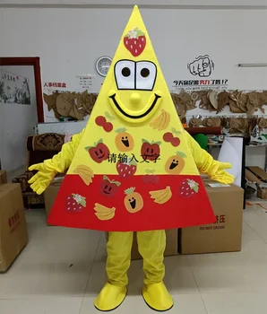 Вкусный Желтый Костюм талисмана для пиццы, милая еда, Мультяшный персонаж, Рекламная одежда Mascotte на Хэллоуин, Рождественский наряд