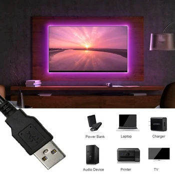 SMD 2835 DC 5V USB Светодиодная лента, световая лента, Гибкие светодиоды, освещение для комнаты, подсветка телевизора, Декоративная лампа для домашнего декора 0,5- 5 м 3